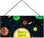 Personalized Sign Stars Planet Themed Bedroom Decor Fantasy Astronaut Sign Outer Space Decor for Kids Room Nursery Wall Decorations Stuff For Little Man Cave Boys Room