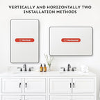 Kosmonia 36x24 Bathroom Vanity Mirror for Wall, Aluminum Framed, Farmhouse Rectangle, Anti-Rust, HD Reflection Anti-Desilvering, Distortion Free, Tempered and Shatter-Proof Wall Mounted Mirror, Black