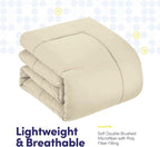 RV Short Queen Comforter Set for RV Camper - Comforter Set with Fitted & Flat Sheet, 4 Pillowcases - Tailored for RV Short Queen Beds - Cozy Essentials for Your RV Bedroom, Beige