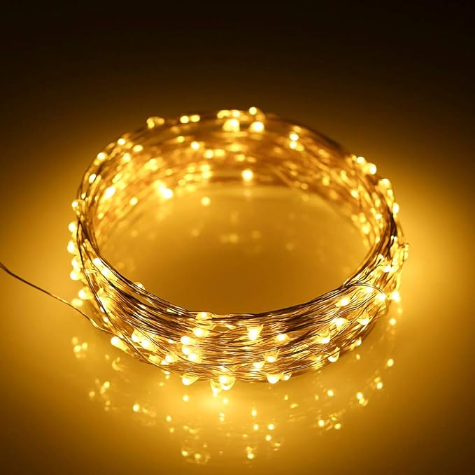Mikasol Fairy Lights Battery Operated, 4 Packs Mini 3*AAA Battery Powered Copper Wire Led Starry String Lights Firefly Lights for Bedroom, Christmas, Parties, Decoration (5m/16ft Warm White)