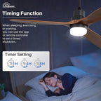 Sofucor 60 Inch Ceiling Fans with Lights, Walnut Solid Wood Ceiling Fan with Light Remote Control, Indoor/Outdoor Ceiling Fan with Reversible DC Motor, 3 Blade Fan Light for Bedroom Patio Farmhouse