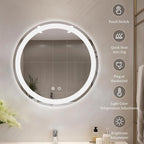 WallBeyond LED Bathroom Mirror with Lights, 20'' Round Light Up Bathroom Mirror for Wall with Front and Backlit, Anti Fog Led Mirror for Bathroom, 3 Colors and Dimmable Light