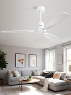 Sofucor Ceiling Fan without Lights, 52 Inch Low Profile Flush Mount Mordern Wood Ceiling Fan with Remote for Indoor Farmhouse Bedroom Living Room Outdoor Patio Porch, Reversible DC Motor, Noiseless