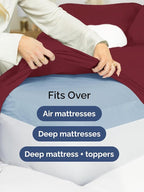 Extra Deep King Sheet Set - 6 Piece Breathable & Cooling Sheets - Hotel Luxury Bed Sheets Set - Easy & Secure Fit - Soft, Wrinkle Free & Comfy Sheets Set - Burgundy Sheet Set with Extra Deep Pockets