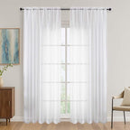 OVZME White Sheer Curtains 84 Inches Long 2 Panels Set, 59 Inch Extra Wide Light Filtering Sheer White Curtains for Living Room Bedroom, Modern Voile Filmy Rod Pocket Window Drapes, 59Wx84L Inches