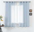 DUALIFE 54 Inches Long Dusty Blue Short Sheer Curtains for Nursery 2 Panels Grommet Small Windows Short Drapes Solid Blue Sheer Curtains for Bathroom Boys Bedroom 52 X 54 Inch Long