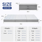 Foldable Mattress Twin 6 inch -Portable White Memory Foam Folding Matress with Washable Cover for Camping Travel Guest Room Home Use-Non-Slip&Easy Storage