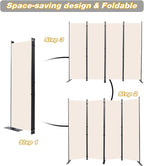 Room Divider, 4 Panel Folding Privacy Screens with Wider Support Feet, 6 Ft Portable Room Partition for Room Separator, 88" W X 71" H, Beige