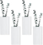 Wood Wall Planters 4 Pack Wood Wall Decor for Dried Flowers and Artificial Greenery Plants - Pocket Wall Vases Hanging Planters for Living Room, Bedroom, Home Decor - White