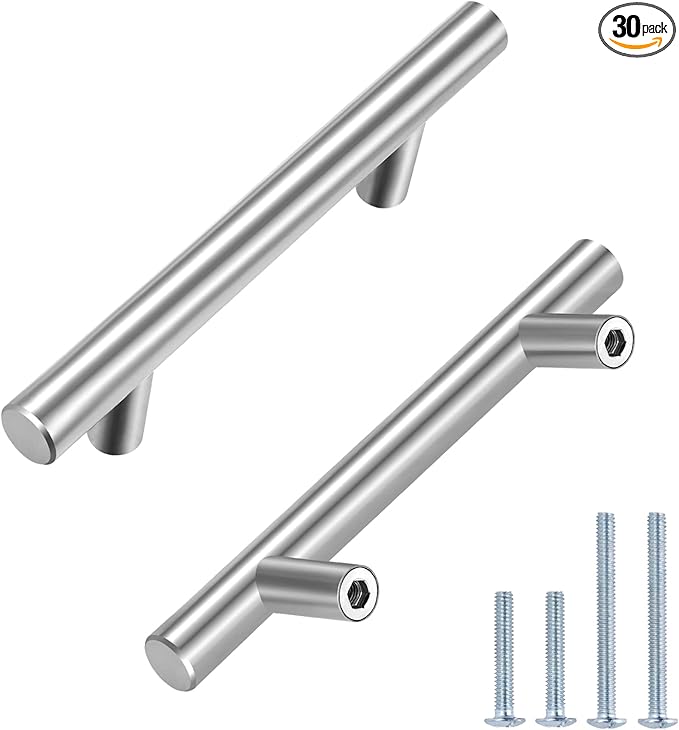 HBL' 30 Pack | 3 Inch Center to Center Brushed Nickel Cabinet Pulls Kitchen Cabinet Handles,Made of Stainless Steel,Ideal for Cabinet,Drawer,Cupboard and Wardrobe.