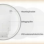 28" Round LED Bathroom Mirror, Wall Mounted Round Backlit Mirror LED Bathroom Vanity Mirror with Lights Fog Free Circle Lighted Mirror with Gold Frame