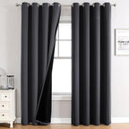 ChrisDowa 100% Blackout Curtains 120 inch Long for Bedroom with Black Liner, 2 Thick Layers Total Blackout Thermal Insulated Grommet Long Window Curtains 2 Panels Set (Dark Grey, 52 x 120 Inch)