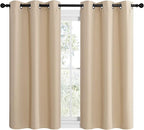 NICETOWN Room Darkening Draperies Window Curtain Panels, Thermal Insulated Grommet Room Darkening Curtains for Bedroom (Biscotti Beige, 2 Panels, W42 x L48 -inch)