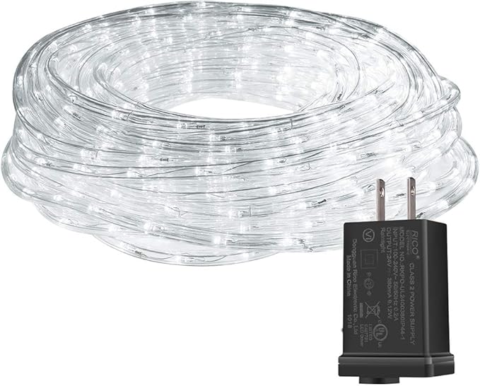100 Feet 720 LED Rope Lights,2-Wire Low Voltage Waterproof Rope Lights Outdoor,Indoor Background Lighting Idear for Trees,Bridges,Eaves,Pool,Wedding Use(White)