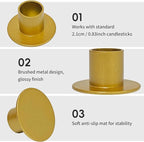 Gute Taper Candle Holder, Candle Holders for Pillar Candles, Matte Gold Candlestick Holder Centerpieces for Home Decoration, Wedding Anniversary, Party, Housewarming Gifts,Set of 8,Round