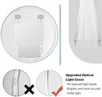Niccy Round Led Mirror for Bathroom, 24" Circle Frameless Backlit Mirror wiht Light, Anti-Fog, 3 Colors, Waterproof, Memory Function