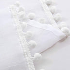 Treatmentex Pompom Sheer White Curtains for Living Room Kid's Room 72" Window Voile Drapes Slub Linen Texture Bedroom Curtains 2 Pack Rod Pocket