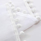 Treatmentex Pom Pom White Sheer Curtains for Living Room 63" Linen Texture Rod Pocket Window Sheers 52" w x 2 Panels, Rod Pocket Drapes
