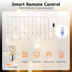 Minetom 200 LED Curtain Fairy Lights - 9.8 FT Wishing Ball Window Hanging Lights with Remote, USB Powered Waterproof for Christmas Wedding Bedroom Decoration, Warm White