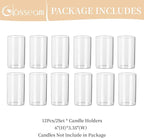Glasseam Glass Hurricane Candle Holder Set of 12, Cylinder Pillar Candle Holders for Table, Modern Floating Candle Decorations, Clear Glass Cylinder Vase for Centerpieces Wedding Dining Table, 6inch