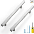 Ravinte Brushed Nickel Cabinet Handles 5 Pack 6-3/10 inch Satin Nickel Square Cabinet Pulls Silver Hardware for Kitchen Cabinets 8-4/5 inch Overall Length Stainless Steel Drawer Pulls
