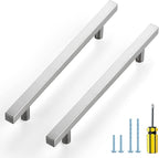 Ravinte Brushed Nickel Cabinet Handles 25 Pack 6-3/10 inch Satin Nickel Square Cabinet Pulls Silver Hardware for Kitchen Cabinets 8-4/5 inch Overall Length Stainless Steel Drawer Pulls