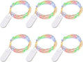 Fairy Lights CR2032 Battery Operated,6.6Ft/2Meter 20 LEDs Micro Silver Wire String Lights for Bedroom Christmas Party Wedding Decoration (Multi-Colour, 6 Pack)