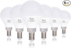 Simba Lighting LED Candelabra E12 Base G14 Small Globe 5W 40W Replacement Light Bulb (6 Pack) for Ceiling Fan, Chandelier, Vanity, Round A15 Frosted White Cover, Non-Dimmable, 4000K Natural Light