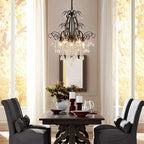 WUZUPS Crystal Chandelier 5-Light Pendant Ceiling Light Modern Lighting Fixture for Bedroom Hallway Bar Kitchen Bathroom, H 22.6'' x W 19.2'', E12 Base, Black
