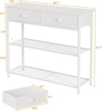 Furologee 30'' Entryway Table, White Console Table with Storage, Narrow Sofa Table with 2 Drawers and 2 Shelves for Hallway, Living Room, Bedroom, Foyer, Couch, Tv