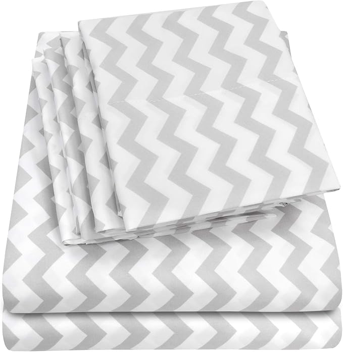 Queen Sheets Chevron Grey- 6 Piece 1500 Supreme Collection Fine Brushed Microfiber Deep Pocket Queen Sheet Set Bedding - 2 Extra Pillow Cases, Great Value, Queen, Chevron Gray
