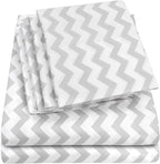 Queen Sheets Chevron Grey- 6 Piece 1500 Supreme Collection Fine Brushed Microfiber Deep Pocket Queen Sheet Set Bedding - 2 Extra Pillow Cases, Great Value, Queen, Chevron Gray
