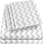 Full Size Bed Sheets - 6 Piece 1500 Supreme Collection Fine Brushed Microfiber Deep Pocket Full Sheet Set Bedding - 2 Extra Pillow Cases, Great Value, Full, Chevron Gray
