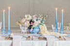 Vixdonos Glass Candlestick Holders Tealight Candle Holders for Table Centerpieces, Wedding Decor and Dinner Party (3 Pcs, Light Blue)
