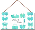 Personalized Sign Green Butterfly Plate For Girls Room and Baby Nursery Kids Bedroom Custom Name Wood Plaque Hanging Wall Art Decor Gift