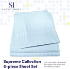 Full Size Bed Sheets - 6 Piece 1500 Supreme Collection Fine Brushed Microfiber Deep Pocket Full Sheet Set Bedding - 2 Extra Pillow Cases, Great Value, Full, Dobby Light Blue