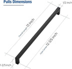 JOY DECOR 30 Pack Cabinet Handles, Black Cabinet Pulls, 12-3/5 Inch Kitchen Closet Handles Square Drawer Pulls Stainless Steel Drawer Hardware, 320mm Hole Centers