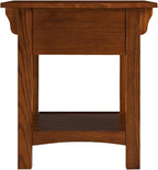 Leick Home Mission End Table, Solid Wood, 1 Storage Drawer, Additional Secret Compartment, Bottom Display Shelf, Easy-Assembly, Medium Oak, 20 in L x 24 in W x 24 in H, 8222-SC