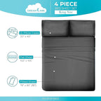 DREAMCARE Twin Sheets - Cooling Bed Sheets - 4pcs Set - up to 15" Deep Pocket Twin Bed Sheets - Twin Sheet Set - Soft Lasting 100% Fine Brushed Polyester with Side Pocket - D.Gray