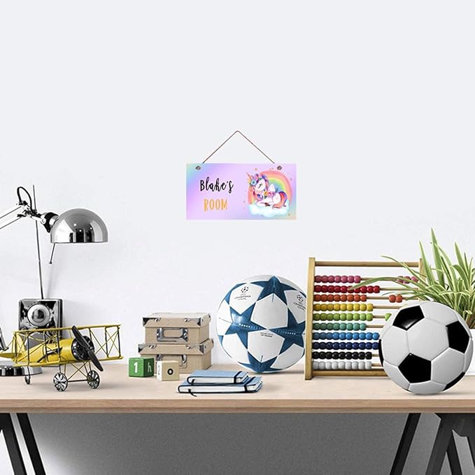 Personalized Signs Magic Unicorn Sign Rainbow Sign Wall Decor Decorations for Kids Room Nursery Baby Game Room Custom Name Sign For Girls Room Boys Bedroom