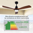 BOJUE 60 Inch Ceiling Fans with Lights and Remote Control, Dimmable LED Light,Quite DC Motor, Indoor Outdoor Wood Ceiling with 3 Blade Fan for Patio Living Room, Bedroom, Office, Summer House