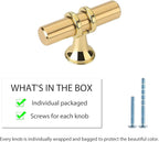 LONTAN 20 Pack Brushed Brass Cabinet Knobs Gold Dresser Knobs - LS6852GD T Bar Square Gold Cabinet Pull Single Hole Kitchen Cupboard