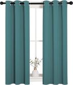 NICETOWN Bedroom Curtain Panels Blackout Draperies, Thermal Insulated Solid Grommet Blackout Curtains/Drapes (Sea Teal, One Pair, 29 by 45-Inch)