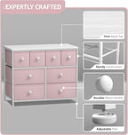 Sorbus Fabric Dresser for Kids Bedroom - Chest of 8 Drawers, Storage Tower, Clothing Organizer, for Closet, for Playroom, for Nursery, Steel Frame, Fabric Bins - Knob Handle (Pastel Pink)