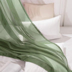 MIULEE Sheer Window Scarf Valance Extra Long Topper Spring Elegant Swag Curtains Luxury Draping Fabric for Wedding Arch Party Ceremony Canopy Bed Living Room, 54'' x 144'', 1 Panel Sage Green