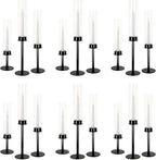 Hurricane Candle Holders Metal Candlestick Holder for Glass Taper Tall Candle Holders with Crystal Chimney Tube Candles Stands for Home Decor, Christmas, Dinning (18, Black)