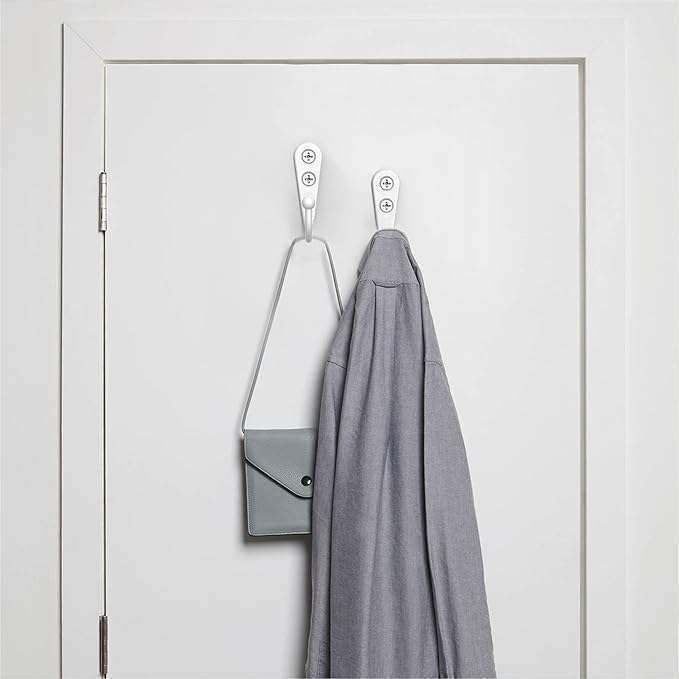 15PCS Coat Hooks - White Robe & Coat Wall Hooks with 30 Screws