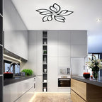 Garwarm LED Ceiling Light Fixture, 60W Modern Leaves Ceiling Lamp Dimmable Black Flush Mount Ceiling Chandelier for Living Room Study Room Dining Room Bedroom