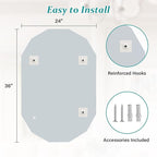 Pregaspor Single Beveled Edge Bathroom Vanity Mirror, 23.6" x 35.4" Oval Wall Mirror, Shatterproof Frameless Mirror for Over Sink, Restroom