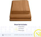 1800 Supreme Collection - Breathable Luxury Full Size Sheet Set with Full Elastic & Secure Corner Straps Built In - Extra Soft Deep Pocket Bedding, Mocha